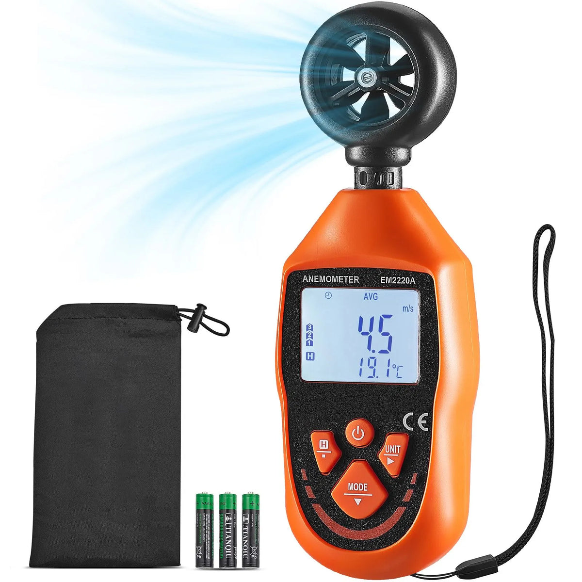 Handheld Anemometer, -10℃ to 45℃, Digital Wind Speed Meter Gauge with LED Backlight Screen, Measures Wind Velocity Wind Temperature Air Flow Wind Chill, for Sailing Surfing Drone Flying HVAC - Image 9