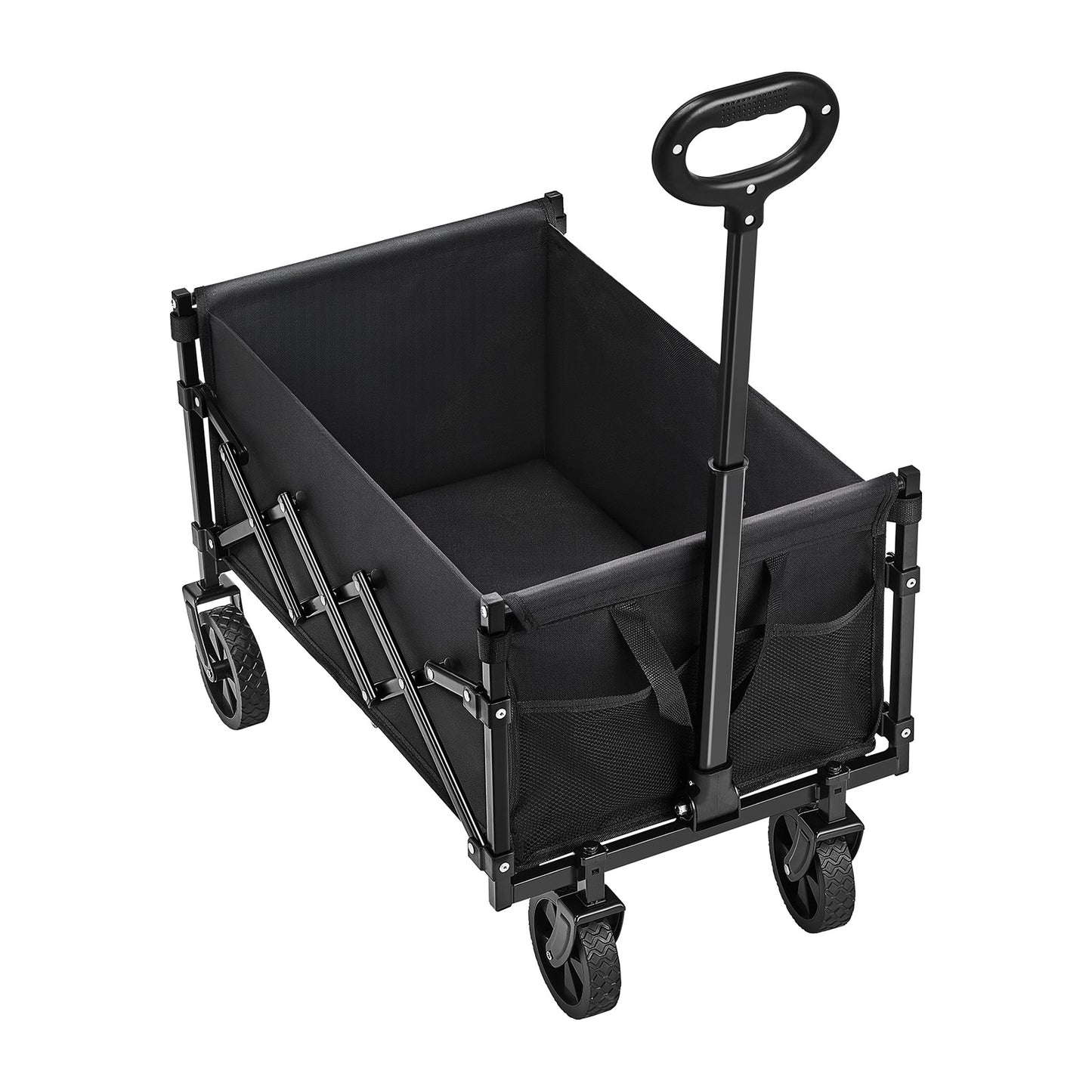 Collapsible Wagon Carts, 120L & 225LBS Folding Wagons with All-Terrain Wheels, Heavy Duty Outdoor Utility Cart with Adjustable Handle, Portable Camping Cart for Beach Grocery Garden Black - Image 9
