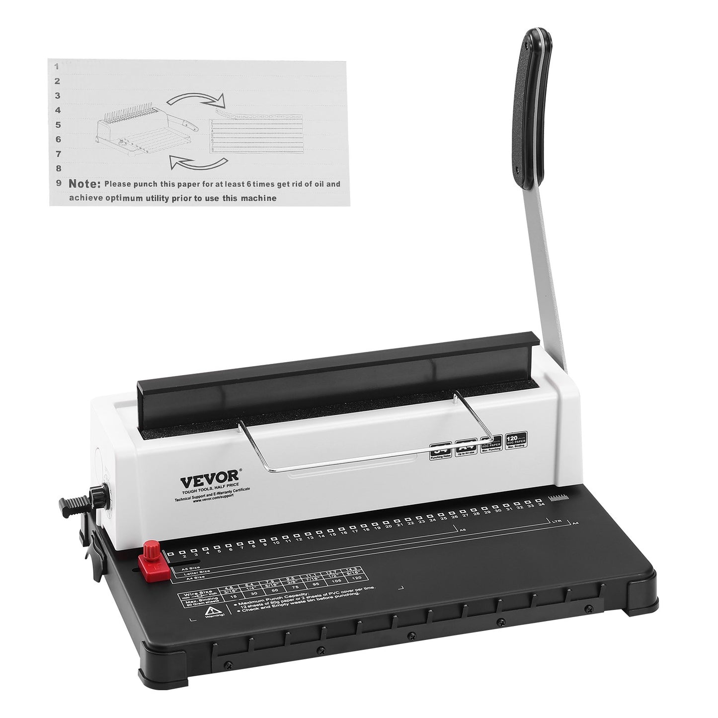Coil Spiral Binding Machine, Manual Book Maker 34-Holes Binding 120 Sheets, Punch Binder with Adjustable Side Margin, for Letter Size, A4, A5 - Image 9