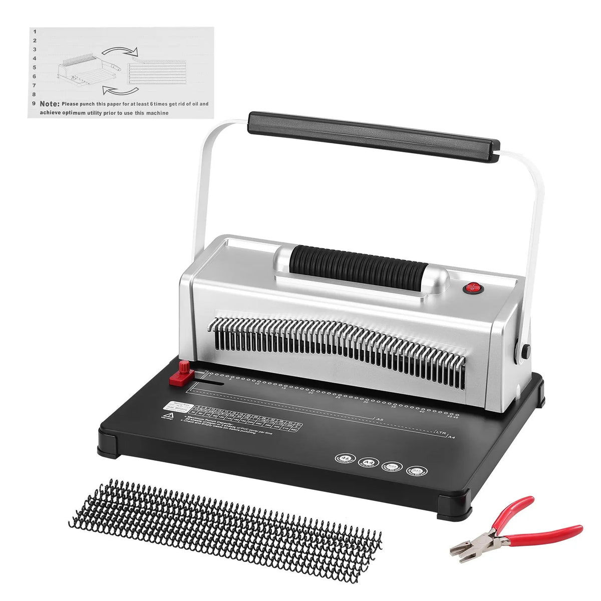 Coil Spiral Binding Machine, Manual Book Maker with Electric Binding, 46-Holes Binding 500 Sheets Punch Binder, with 100pcs 5/16'' Coil Binding Spines, for Letter Size, A4, A5 - Image 9