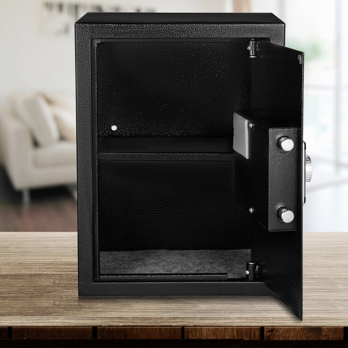 Safe Box, 2.1 CU.FT Fingerprint Safe Box for Money w/ 2 Keys & Digital Keypad, Q235 Steel Safe Box for Storing Cash, Jewelry, Pistols, Documents, Watches in Home & Office & Hotel - Image 8