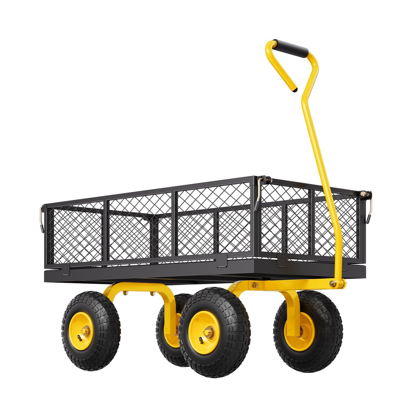 900 Lbs Heavy Duty Steel Garden Cart, Garden Wagon Cart on Wheels, Outdoor Metal Yard Utility Wagon Carts with 10" Tires and Mesh Removable Sides(Convert to Flatbed) and 180°Rotating Handle - Image 9