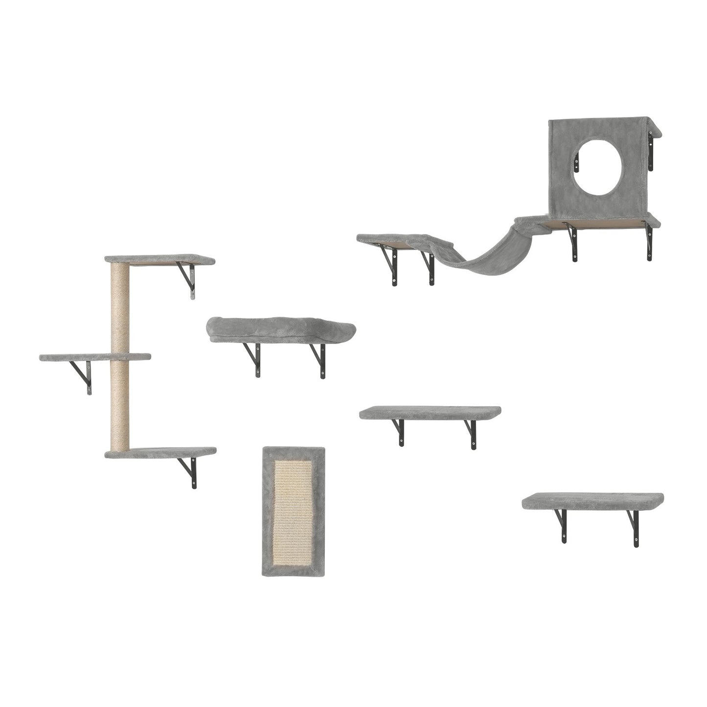 Wall Mounted Cat Shelves, Cat Wall Shelves and Perches with Jumping Boards, Hammock, Sofa, Cat Tree & Cat Grip, Cat Furniture and Shelves up to 40 lbs for Sleeping, Playing, Climbing, Set of 6 - Image 9