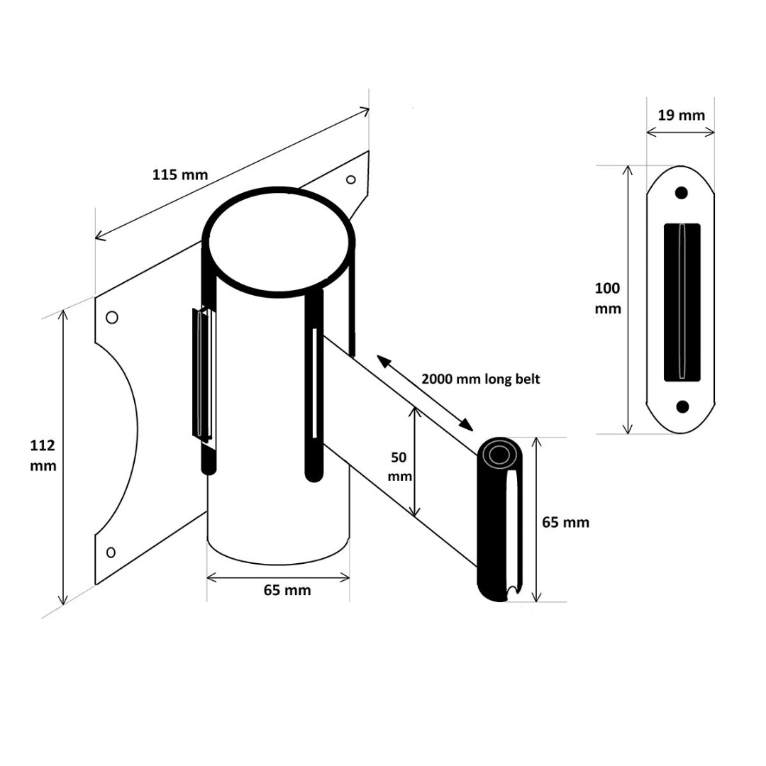 Wall Mounted Retractable Queue Barrier Belt - Image 2
