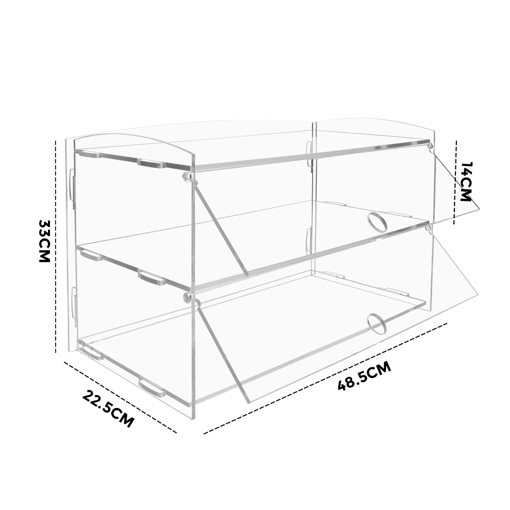 Alston 2-Tier Bakery Display Case Cabinet Pastry Acrylic Cupcake Donuts Cake Pastry Clear Display Cabinet Shelf Transparent Showcase 225x485x330mm - Image 9