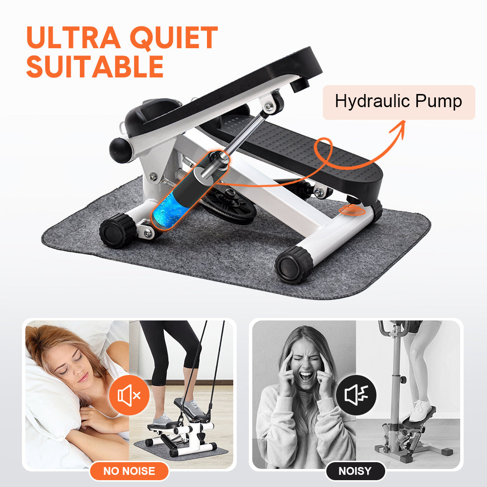 Mini Stepper Home Office Stair Stepper Machine with Resistance Bands and LCD Monitor for Full Body Workout Cardio Exercises Calves Trainer Calf Stretch - Image 9