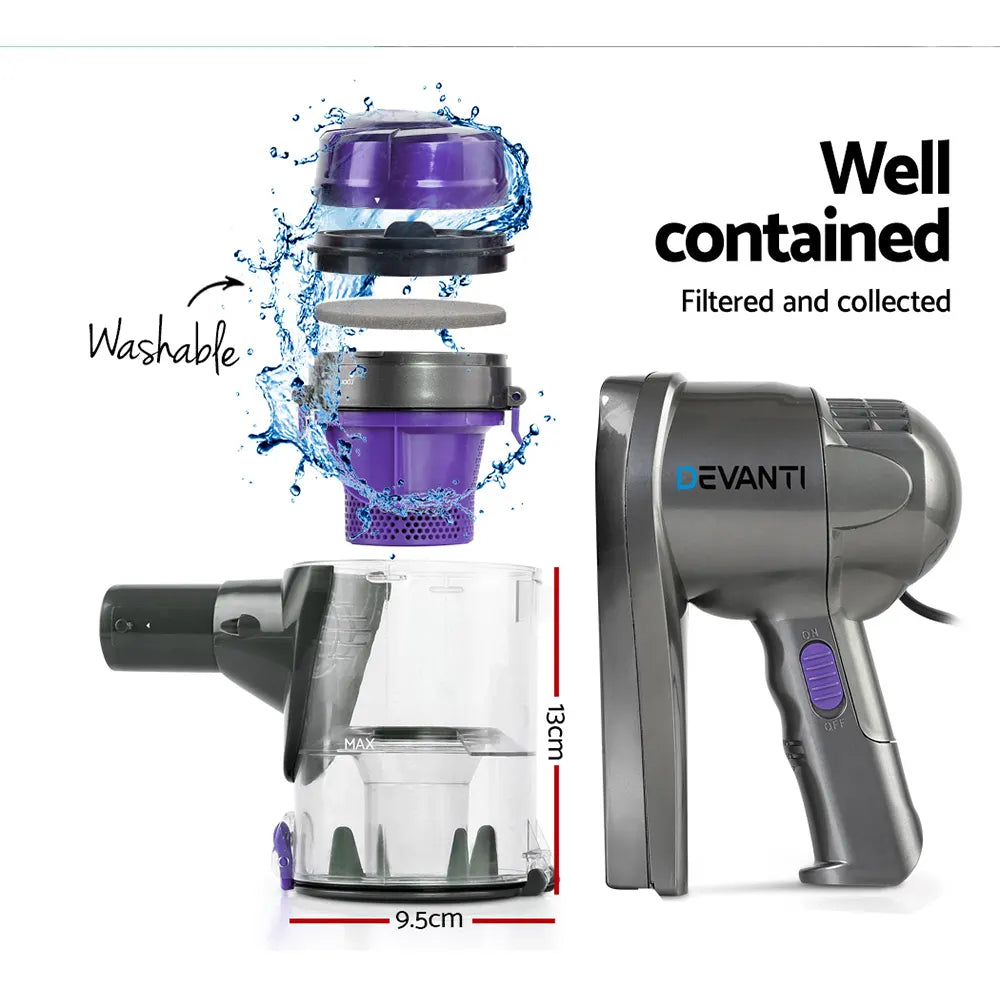 Devanti Stick Vacuum Cleaner Handheld Corded 450W Purple - Image 7