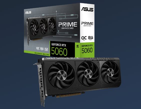 ASUS nVidia GeForce PRIME-RTX5060-O8G RTX5060 8GB GDDR7 OC Edition 2565 MHz Boost Clock, RAM 28Gb...