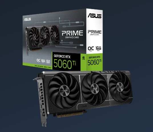 ASUS nVidia GeForce PRIME-RTX5060TI-O16G Ti 16GB GDDR7 OC Edition 2617MHz Boost Clock, RAM 28Gbps...