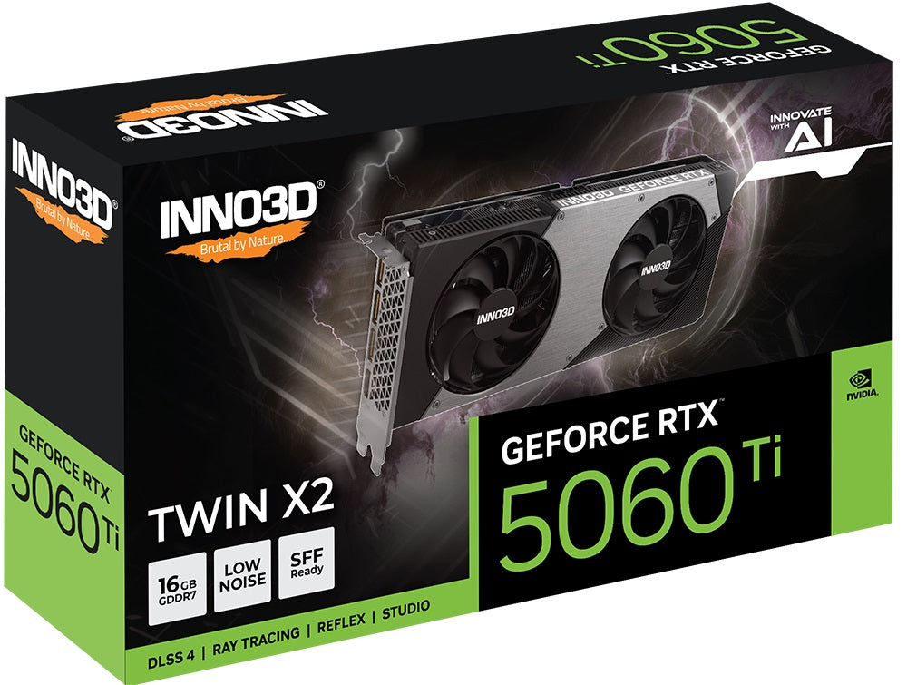 INNO3D nVidia GeForce RTX 5060 Ti TWIN X2 16GB GDDR7, 2572MHz Boost Clock, RAM 28Gbps, 3xDP, 1xHD... - Image 2
