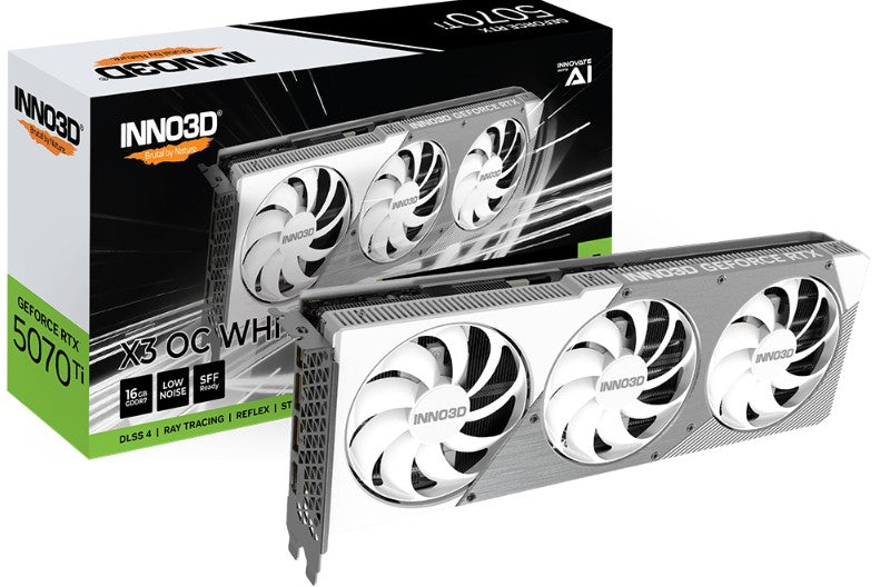 INNO3D nVidia GeForce RTX 5070 TI X3 OC White 16GB GDDR7 2482 MHz Boost Clock, RAM 28 Gbps, 3x DP...