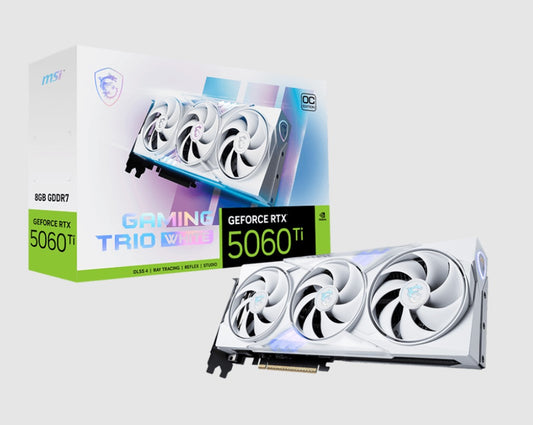 MSI nVidia GeForce RTX 5060 Ti 8G GAMING TRIO OC WHITE, PCI Express® Gen 5 x 16, Boost: 2647 MHz,...