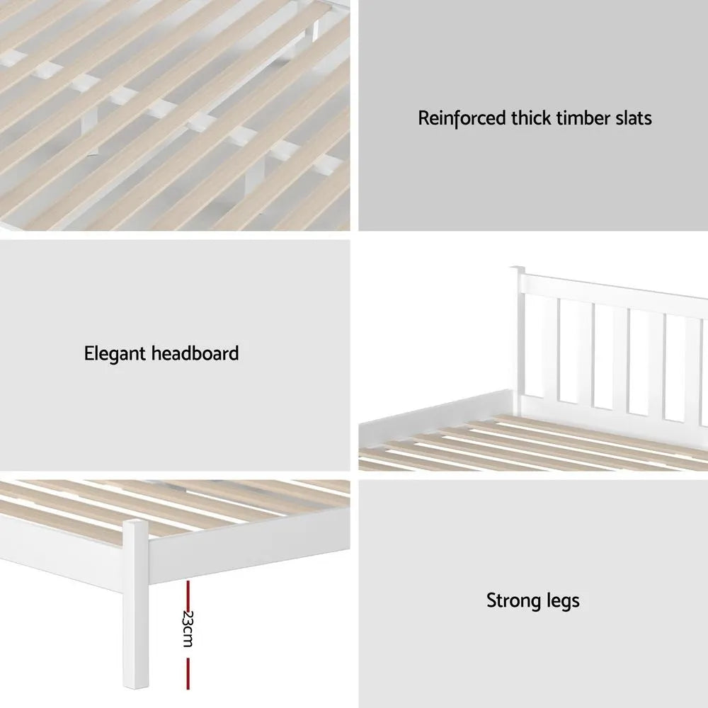 Artiss Bed Frame King Single Size Wooden White SOFIE - Image 7