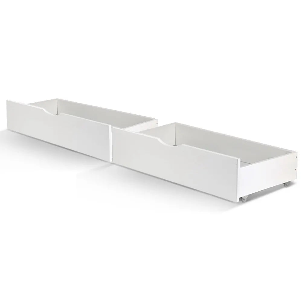Artiss 2x Bed Frame Storage Drawers Trundle White - Image 8