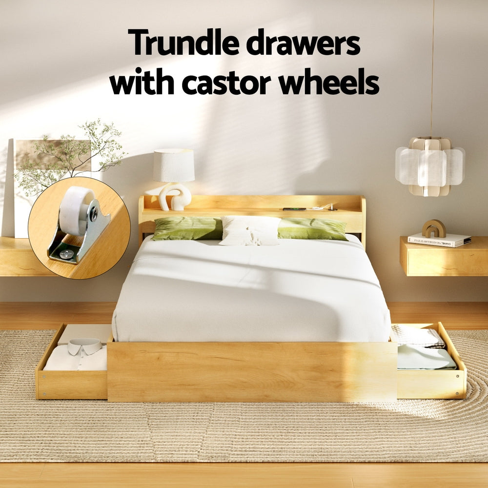 Artiss Bed Frame Double Size with Charging Ports and 2 Drawers AURA - Image 5