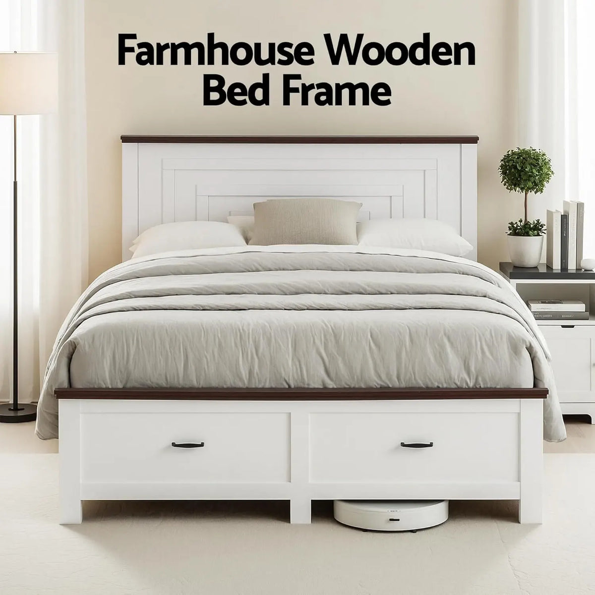 Artiss Queen Wooden Bed Frame and 2 Bedside Table Bedroom Furniture Set - Image 9