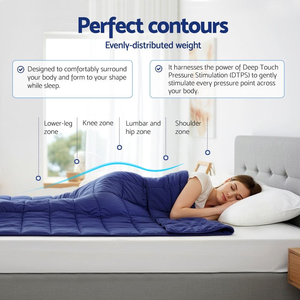 Giselle Bedding Weighted Blanket 6.8kg Kids Adults Heavy Gravity Relax Calm Blue - Image 5