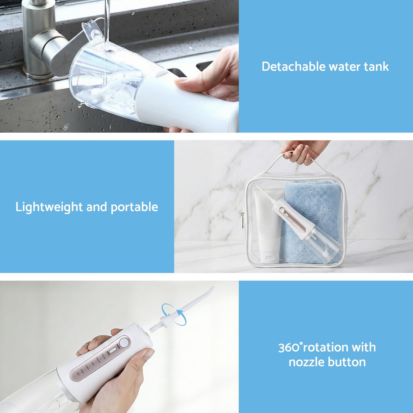 Devanti Cordless Water Flosser Dental Oral Irrigator White - Image 9