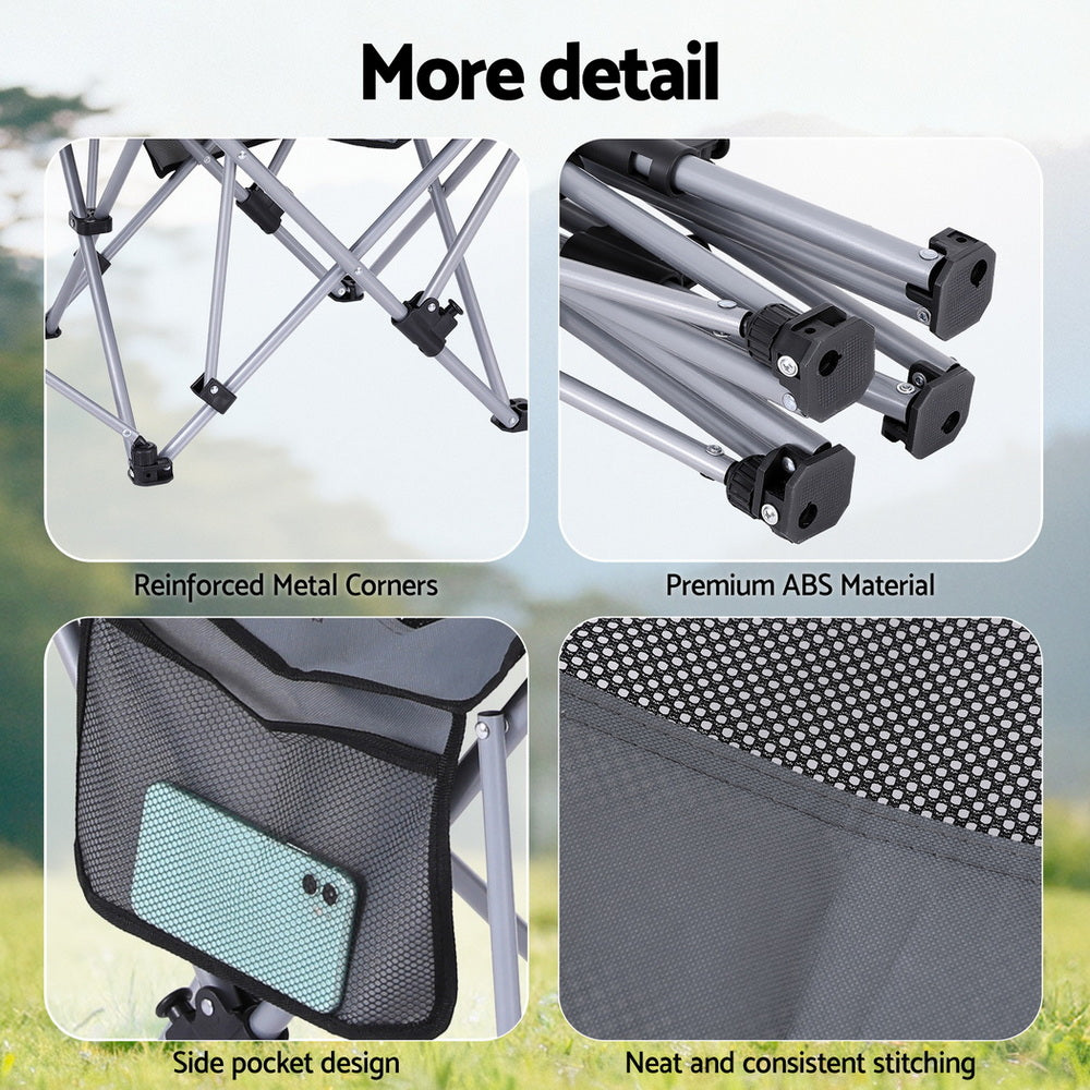 Weisshorn Camping Chair Adjustable Reclining Portable Outdoor Folding Chair Grey - Image 8