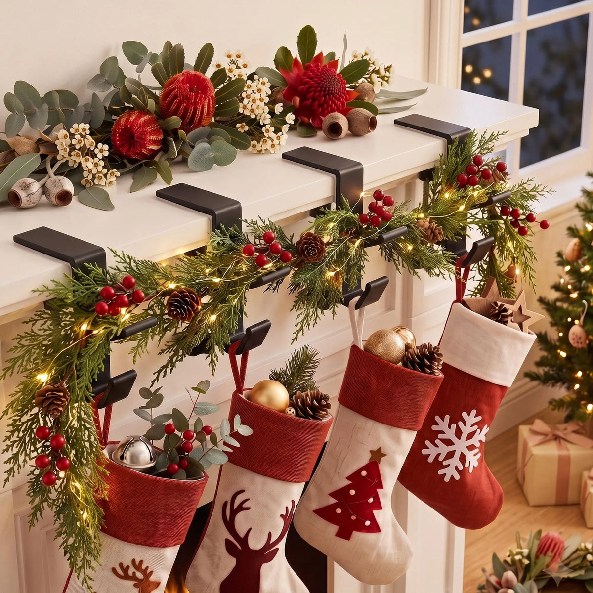 Jingle Jollys Christmas Garland Hangers X4 Stocking Hooks Wreath 2-In-1 No Drill - Image 9