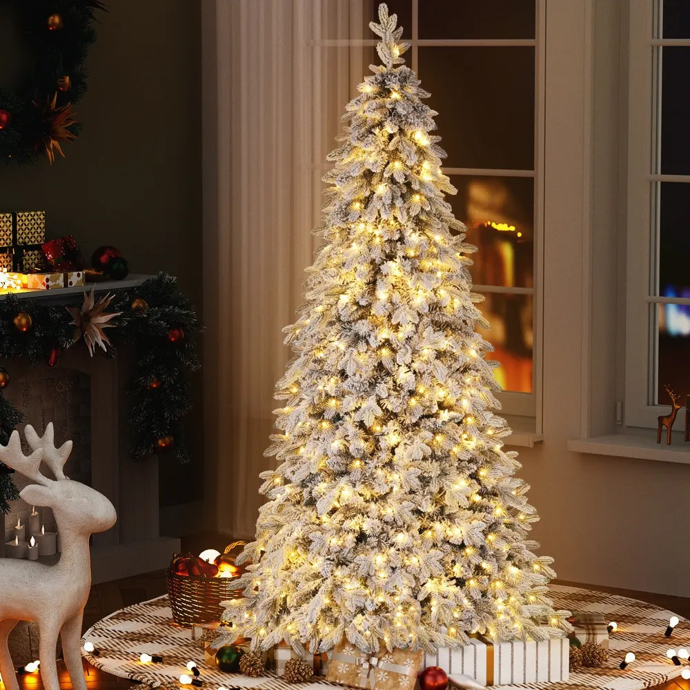 Jingle Jollys Christmas Tree 2.1m Flocking Pencil Tree LED Xmas 860 Tips White - Image 7