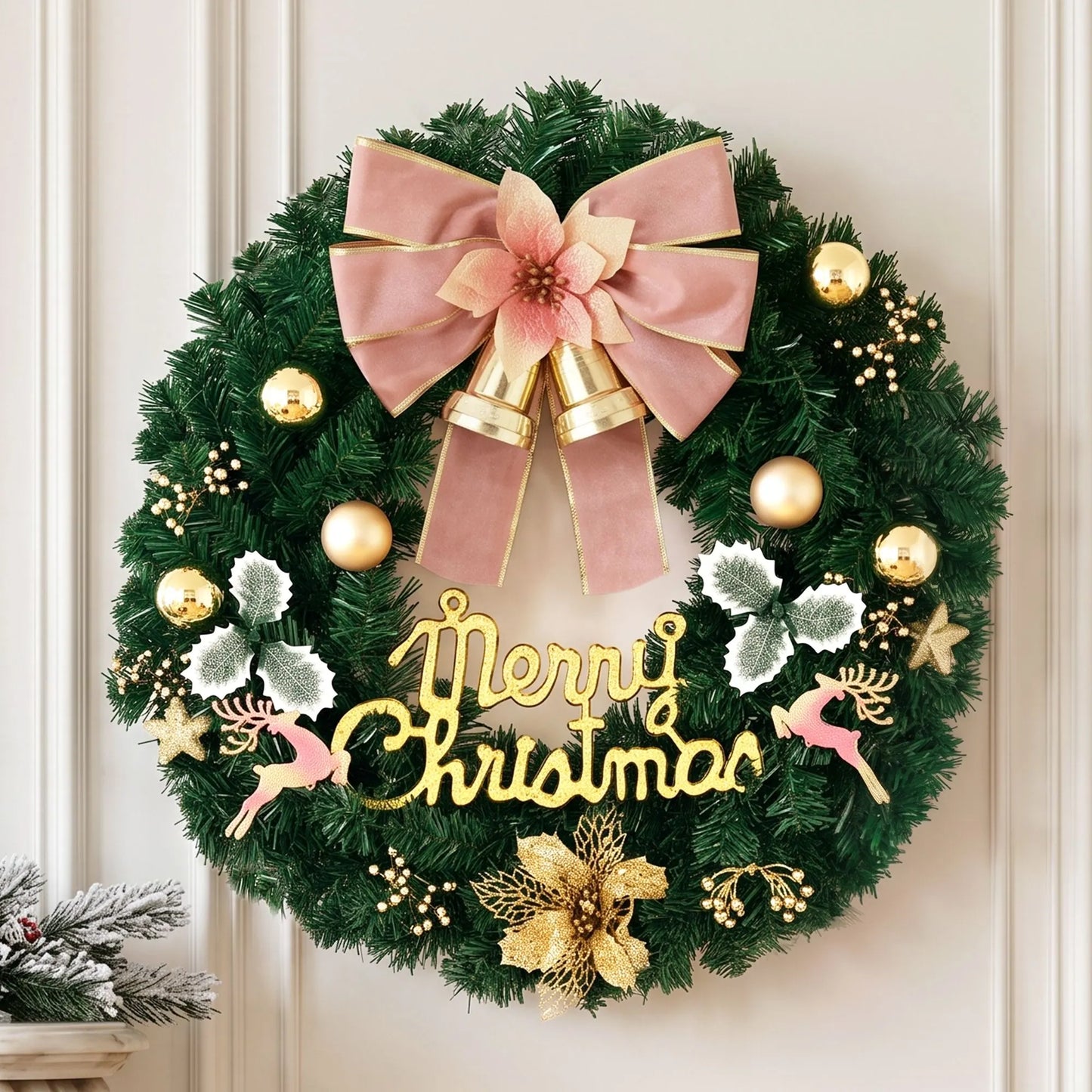 Jingle Jollys Christmas Wreath 60CM Garland Flowers Baubles Party Decorations - Image 7