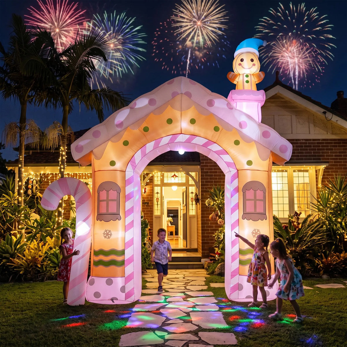 Jingle Jollys Christmas Inflatable Gingerbread Man Candy 3.2M Illuminated Decorations - Image 9
