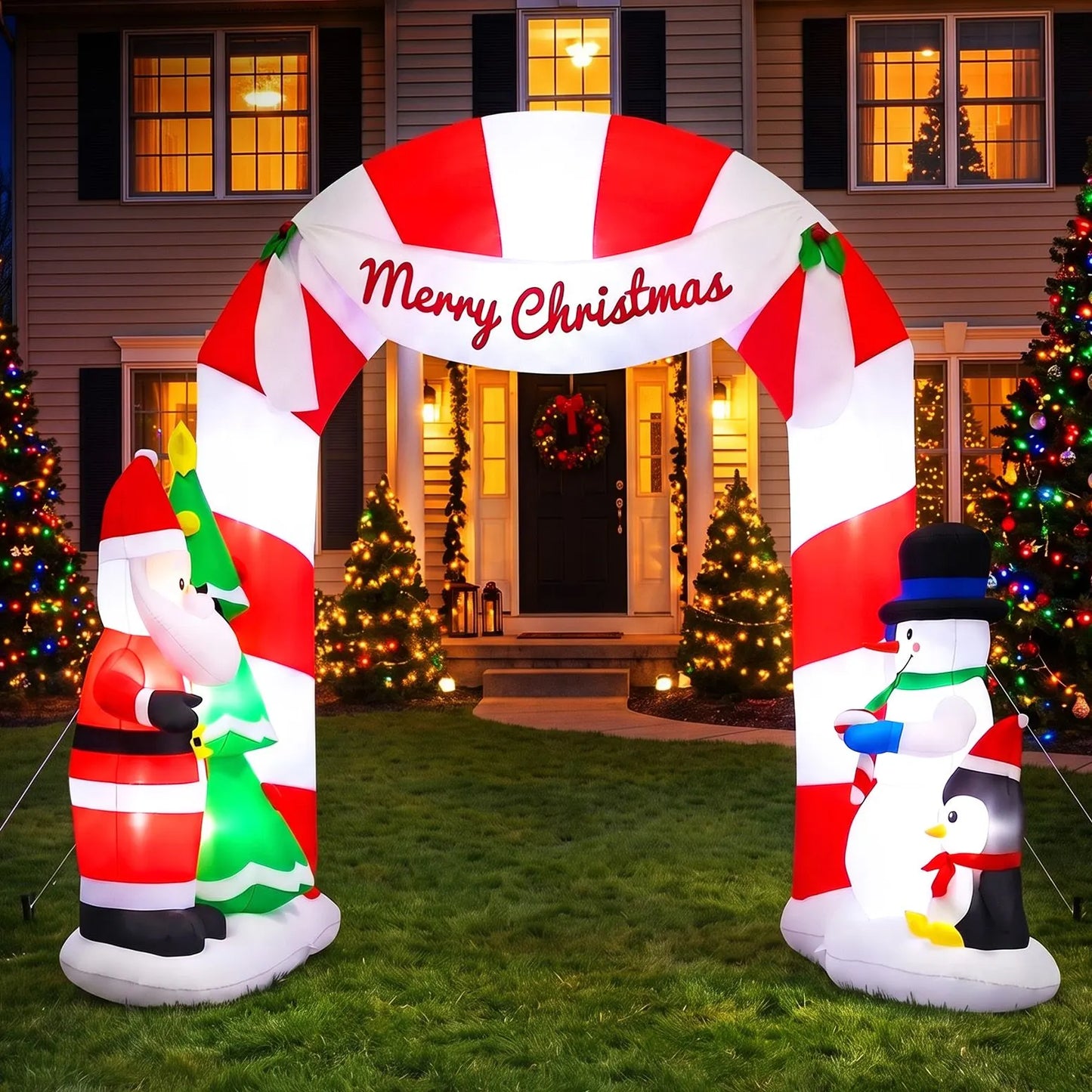 Jingle Jollys Christmas Inflatable Archwary Santa 3M Illuminated Decorations - Image 9