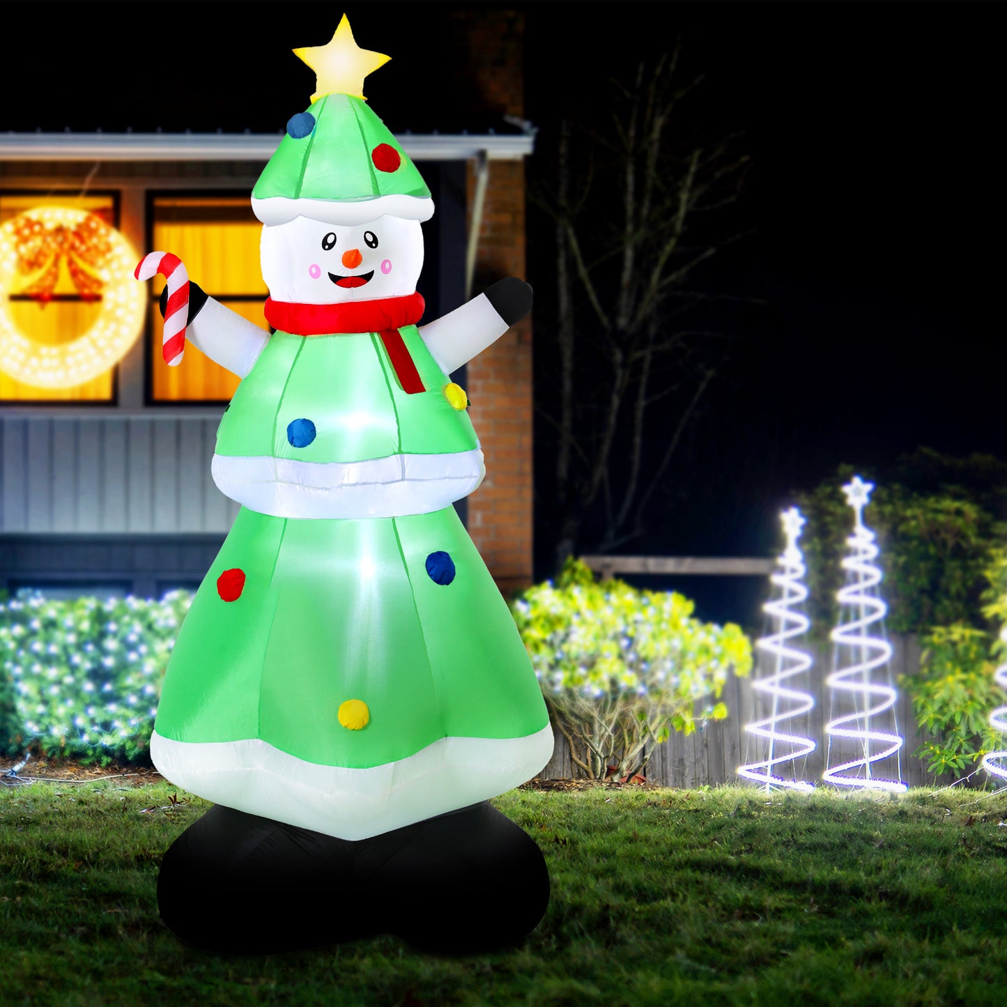 Jingle Jollys Christmas Inflatable Snowman Tree 2.75M Height LED Decorations Illuminated - Image 7