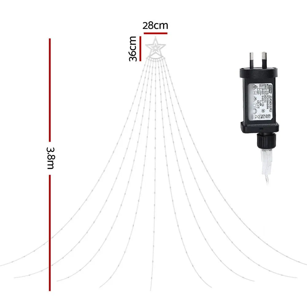 Jingle Jollys 3.8M Christmas Lights Waterfall String Light 340 LED - Image 8