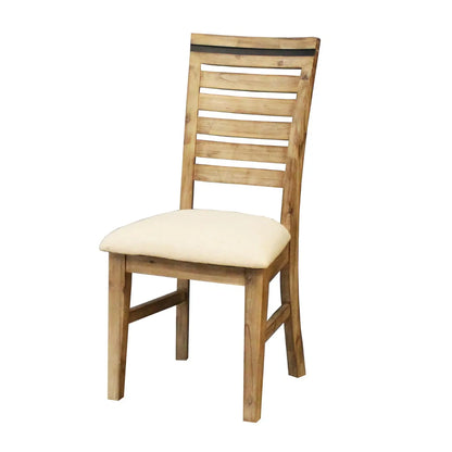 2x Wooden Frame Leatherette Solid Wood Acacia Dining Chairs in Silver Brush Colour - Image 2