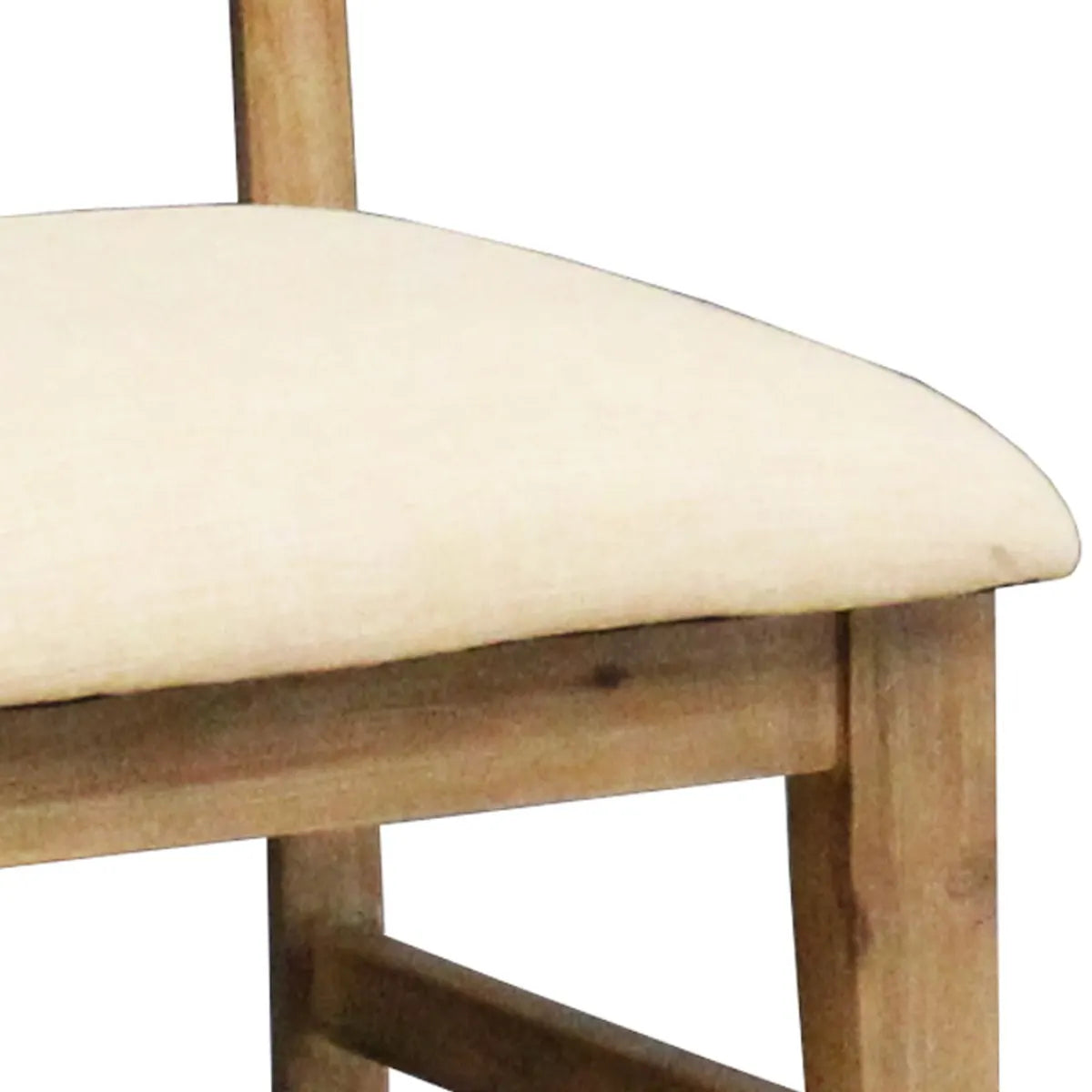 2x Wooden Frame Leatherette Solid Wood Acacia Dining Chairs in Silver Brush Colour - Image 3