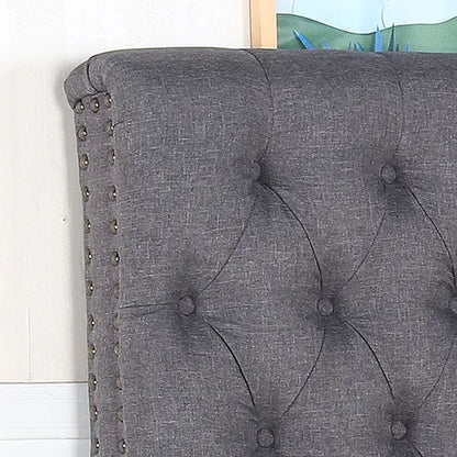 Bed Head Double Size French Provincial Headboard Upholsterd Fabric Charcoal - Image 3
