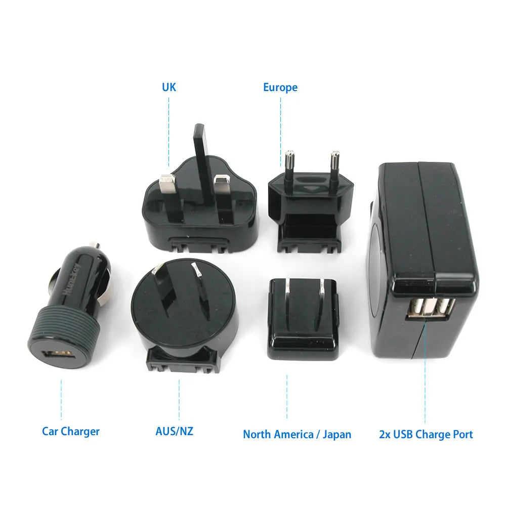 Huntkey TravelMate Multi Plugs USB Wall Charger Adapter 4.2 A US UK EU AU Plugs with Car Charger (D204) - Image 2