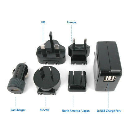 Huntkey TravelMate Multi Plugs USB Wall Charger Adapter 4.2 A US UK EU AU Plugs with Car Charger (D204) - Image 2