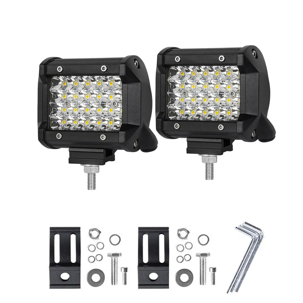 Pair 4 inch Spot LED Work Light Bar Philips Quad Row 4WD 4X4 Car Reverse Driving - Image 2
