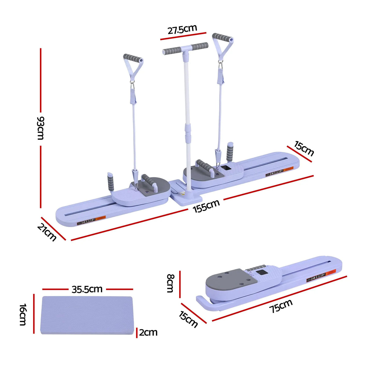 Everfit Abdominal Trainer Machine Core Glider Split Home Gym Equipment Purple - Image 3