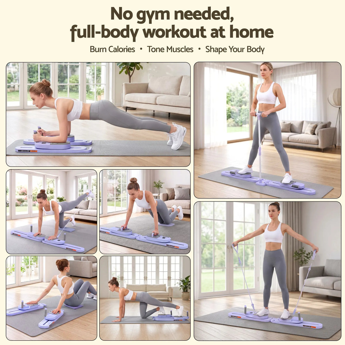 Everfit Abdominal Trainer Machine Core Glider Split Home Gym Equipment Purple - Image 5
