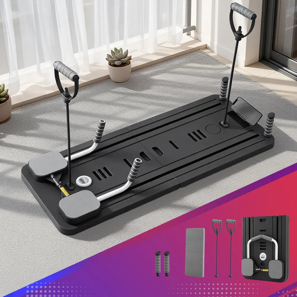 Everfit Pilates Board Foldable Reformer Multi Functional Exercise Trainer Black - Image 8