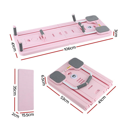 Everfit Pilates Board Foldable Reformer Multi Functional Exercise Trainer Pink - Image 2