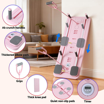 Everfit Pilates Board Foldable Reformer Multi Functional Exercise Trainer Pink - Image 6