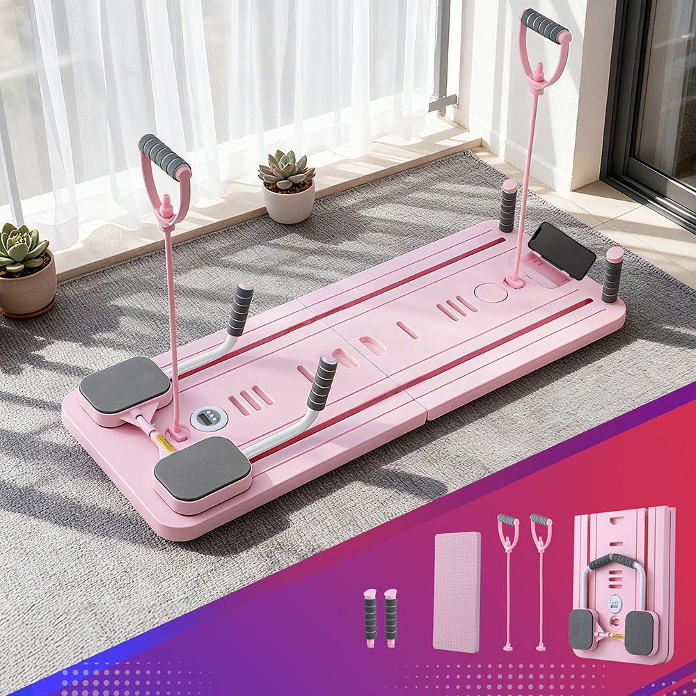 Everfit Pilates Board Foldable Reformer Multi Functional Exercise Trainer Pink - Image 7