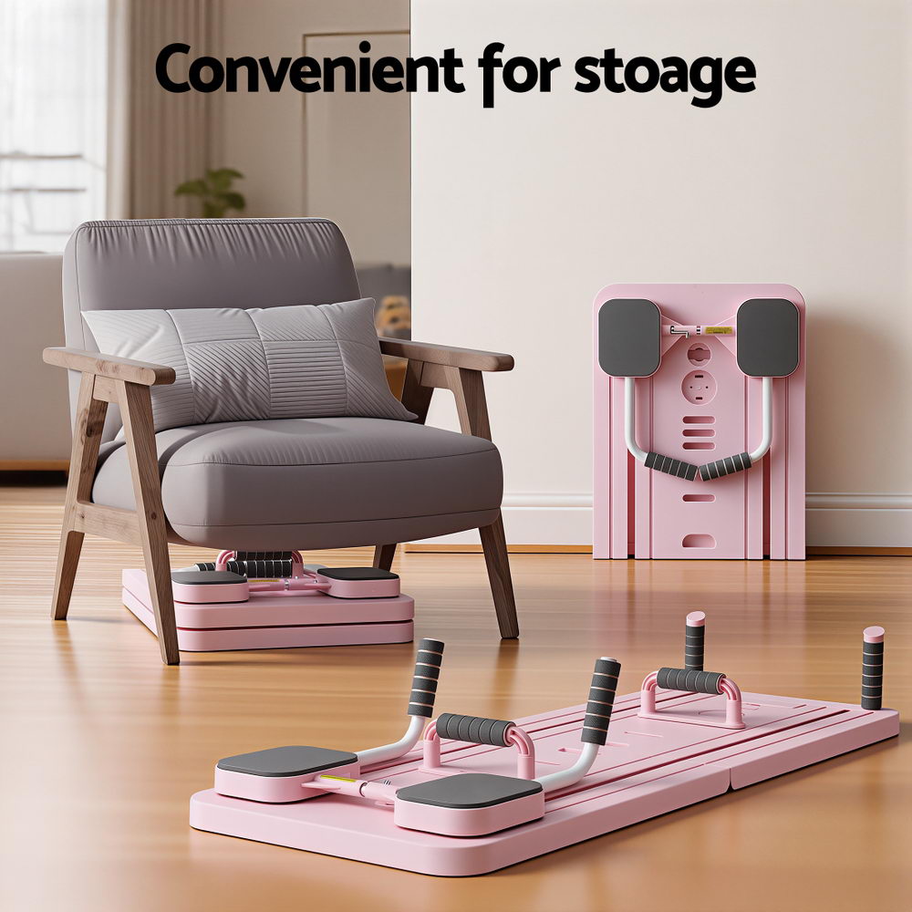 Everfit Pilates Board Foldable Reformer Multi Functional Exercise Trainer Pink - Image 8