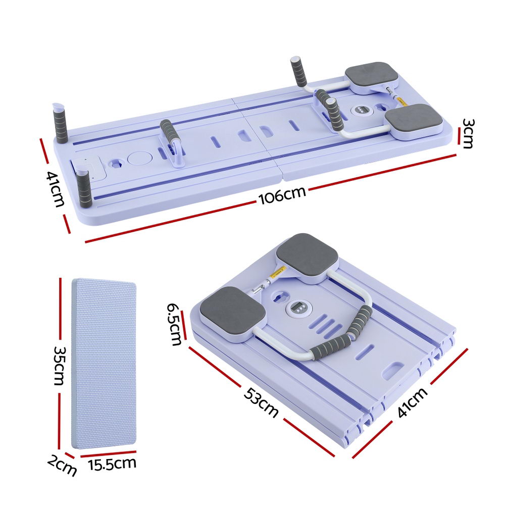 Everfit Pilates Board Foldable Reformer Multi Functional Exercise Trainer Purple - Image 2