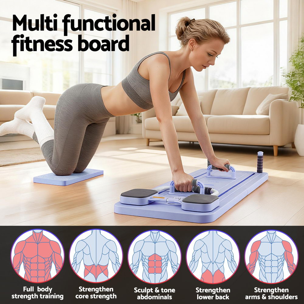 Everfit Pilates Board Foldable Reformer Multi Functional Exercise Trainer Purple - Image 5