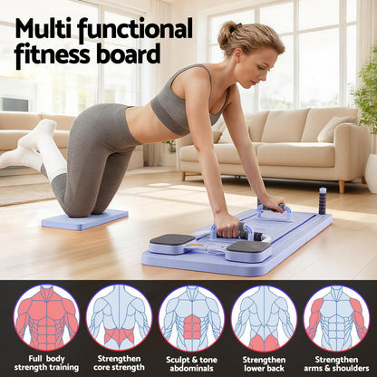 Everfit Pilates Board Foldable Reformer Multi Functional Exercise Trainer Purple - Image 5