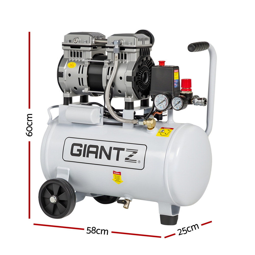 Giantz 24L Air Compressor Quiet 0.75HP Oil-Free Portable Tyre Inflator 40L/Min - Image 2
