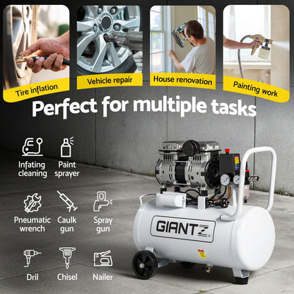 Giantz 30L Air Compressor Quiet 0.75HP Oil-Free Portable Tyre Inflator 40L/Min - Image 8