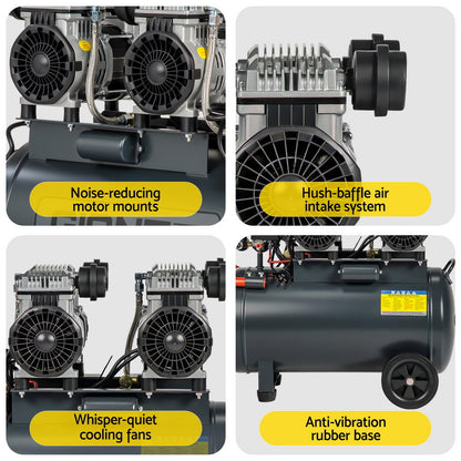 Giantz 50L Air Compressor Quiet 3.0HP Oil-Free Portable Tyre Inflator 200L/Min - Image 6