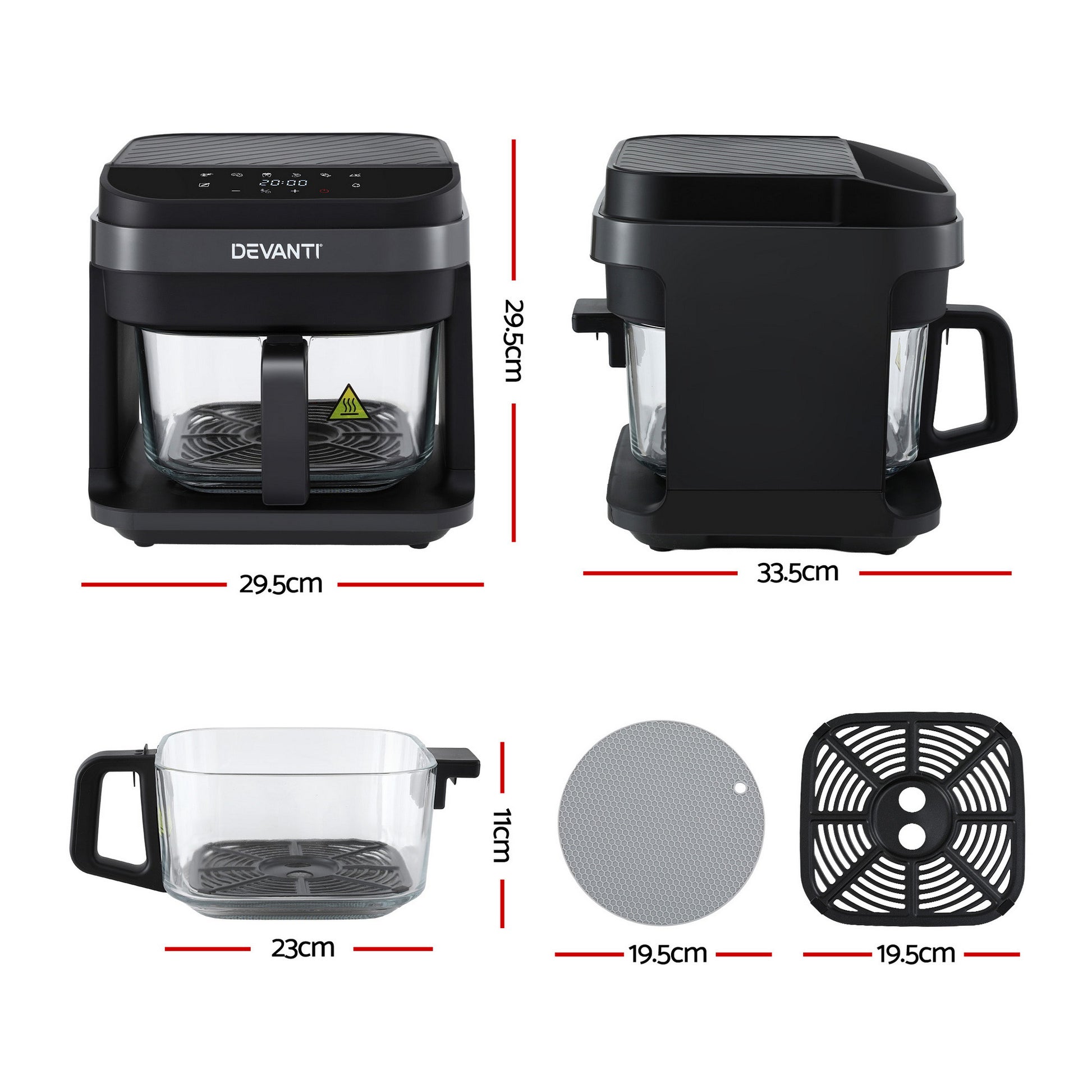 Devanti Air Fryer 5.5L Touch Control Electric Cooker 1200W Black - Image 2
